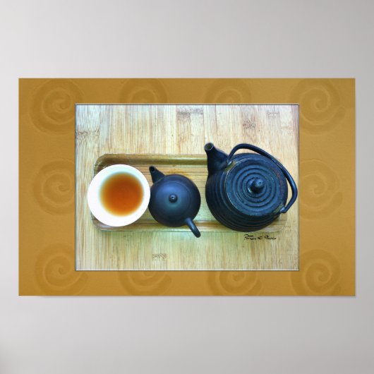 お茶の設定スチルライフ写真オーバーヘッドビュー ポスター (正面)