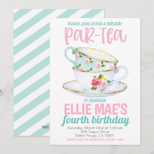お茶の誕生日パーティーへの招待 招待状