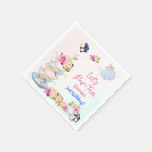 お茶の誕生日パーティーピンクフラワーガールパールティーフローラ スタンダードカクテルナプキン (角)