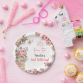 お茶の誕生日パーティーピンクフラワーガールパールティーフローラ ペーパープレート (パーティー)