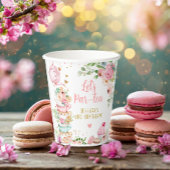 お茶の誕生日パーティーピンクフラワーガールパールティーフローラ 紙コップ