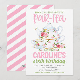 お茶の誕生日パーティー招待状 招待状