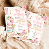 お茶の誕生日招待状 女の子のパーティー パーティー フラワーテーマ 招待状