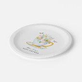 お茶の赤ちゃんシャワーのワイルドフラワーお洒落の時間 ペーパープレート (アングル)