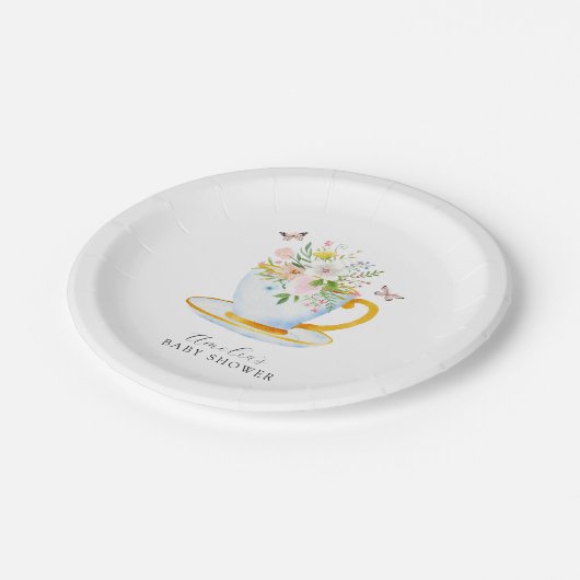 お茶の赤ちゃんシャワーのワイルドフラワーお洒落の時間 ペーパープレート (アングル)