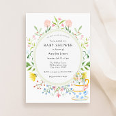 お茶の赤ちゃんシャワーのワイルドフラワーの時間 招待状