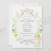 お茶の赤ちゃんシャワーのワイルドフラワーの時間 招待状 (正面)