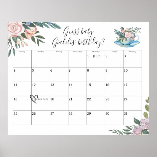 お茶の赤ちゃんシャワーの時間予想 ポスター (正面)