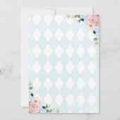 お茶の醸造の時間パーティーブルーベビーシャワー 招待状 (裏面)