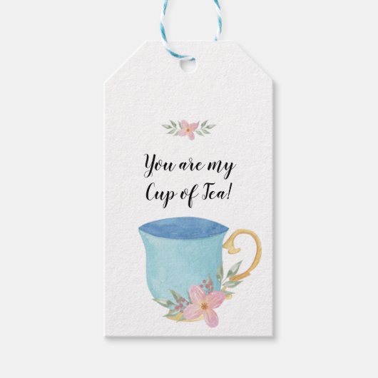 お茶の青とピンク ギフトタグ (正面)