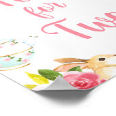 お茶の2つ誕生日のお茶のパーティーのサイン ポスター (角)