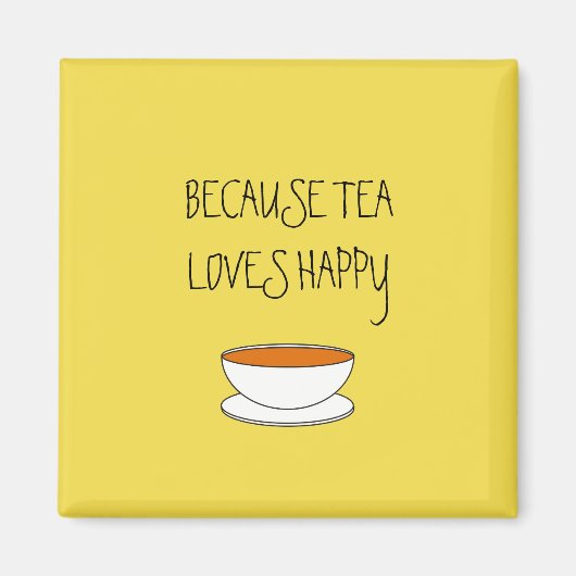 お茶は幸せのスローガンが好きなので、日本のスタイルカップ マグネット (正面)