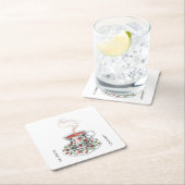 お茶は幸福のスローガンが好きなので、ヴィンテージカップバラ スクエアペーパーコースター (インサイチュ)