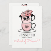 お茶は私のメイド・オブ・オーナー(花嫁付き添い人)の花嫁カード 招待状 (正面/裏面)