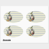 お茶は？ 楕円形シール (シート)