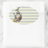 お茶は？ 楕円形シール (バッグ)