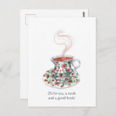 お茶もノックも本も!お茶のスローガン,ヴィンテージカップ ポストカード (正面/裏面)