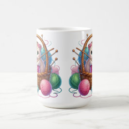 お茶よくはしゃぐ入りの糸かご内の猫 – Cozy Craft コーヒーマグカップ