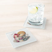 お茶わんとアイスクリームを愛する人のためにおもしろい、 ガラスコースター (アングル)