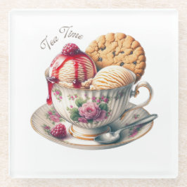 お茶わんとアイスクリームを愛する人のためにおもしろい、 ガラスコースター