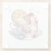 お茶わんとアイスクリームを愛する人のためにおもしろい、 ガラスコースター (裏面)