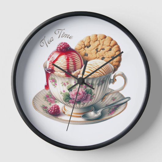 お茶わんとアイスクリームを愛する人のためにおもしろい、 ラウンド壁時計 (正面)