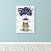 お茶わんの中のフクロウ キャンバスプリント (インサイチュ (ウッドフロア))