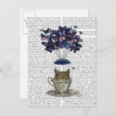 お茶わんの中のフクロウ ポストカード (正面/裏面)