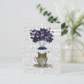 お茶わんの中のフクロウ ポストカード (スタンド正面)