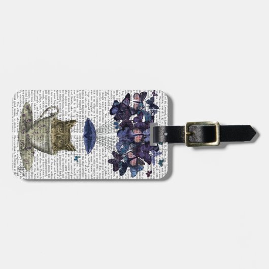 お茶わんの中のフクロウ ラゲッジタグ (正面横)