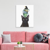お茶わんやブラックバードと黒猫 キャンバスプリント (インサイチュ (リビング))