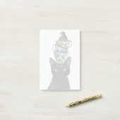 お茶わんやブラックバードと黒猫 ポストイット (デスク上)