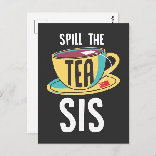 お茶をこぼす皮肉なティーカップおもしろい ポストカード (正面/裏面)