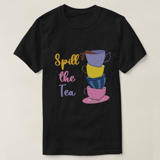 お茶をこぼす – お茶を飲む人 Tシャツ (デザイン正面)