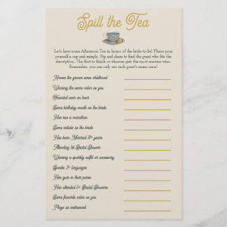 お茶をこぼす：ブライダルシャワーミックスとミングルゲーム