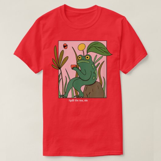 お茶をこぼせシスおもしろいスアフロッグコテージコア Tシャツ (デザイン正面)