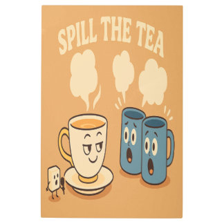 お茶をこぼそう – Teacup お洒落 Drama Wall Art メタルプリント