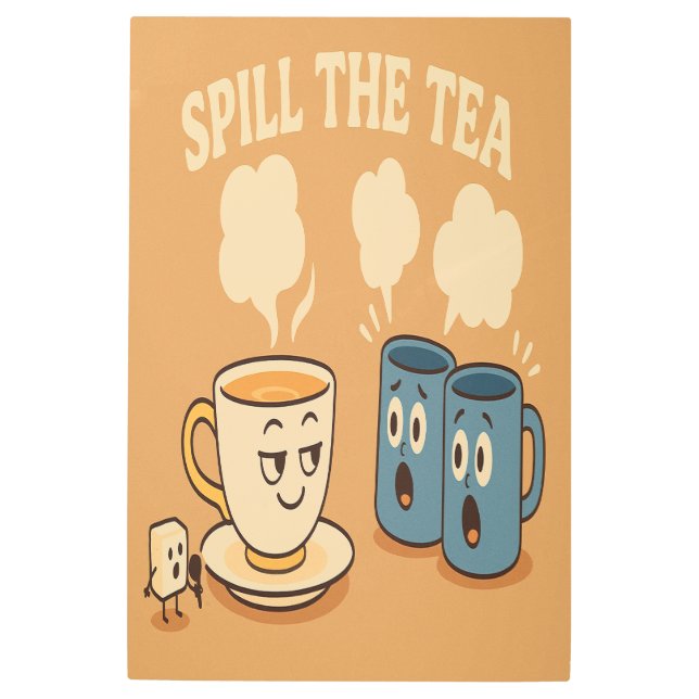 お茶をこぼそう – Teacup お洒落 Drama Wall Art メタルプリント (正面)