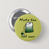 お茶を作ろう戦争は嫌 Funny Button Badge ユーモア 缶バッジ (正面&裏面)