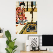 お茶を注ぐ女の子せきのじゅんいちろう1946 ポスター (ホームオフィス)