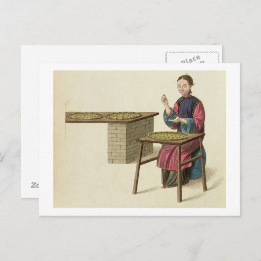 お茶を淹れる女性「衣装」からプレート21号 ポストカード (正面/裏面)