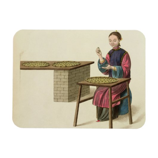 お茶を淹れる女性「衣装」からプレート21号 マグネット (横)