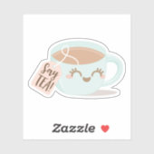 お茶を言え!かわいいかわいいスタイルティーカップイラストレーション シール (シート)