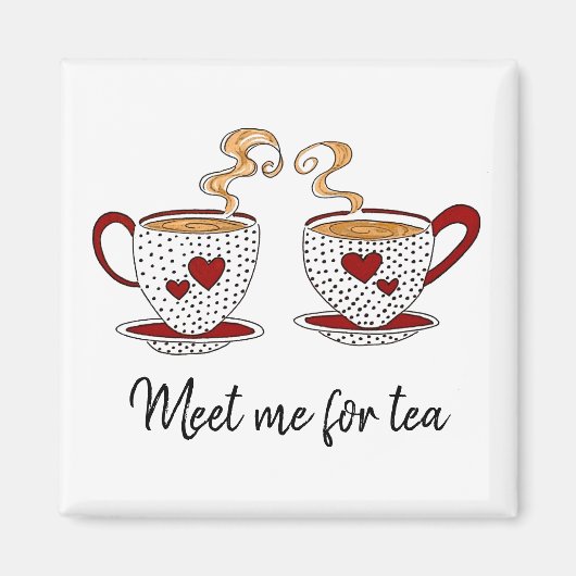 「お茶を飲みに私を待って」磁石 マグネット (正面)