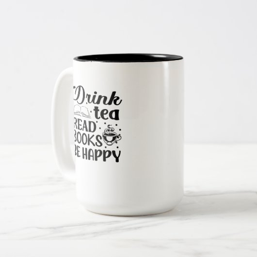 お茶を飲み読て、本を飲んで ツートーンマグカップ (正面左)