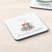 お茶を飲み、それが茶のスローガン引用文、ヴィンテージ コースター (左側)