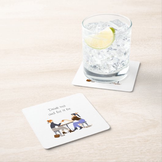 お茶を飲むそれが茶のスローガンである友人の友情 スクエアペーパーコースター (インサイチュ)
