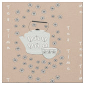 お茶を飲むとやかんがつく ファブリック (クローズアップ)