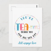 お茶を飲むスタッフ感謝していのボランティア・ギフト ポストカード (正面/裏面)