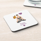 お茶を飲むスローガンとしてヨガバタフライラブ コースター (左側)